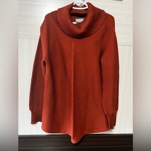 Women's Cyrus Ribbed Rust Colored Turtleneck Sweater size L